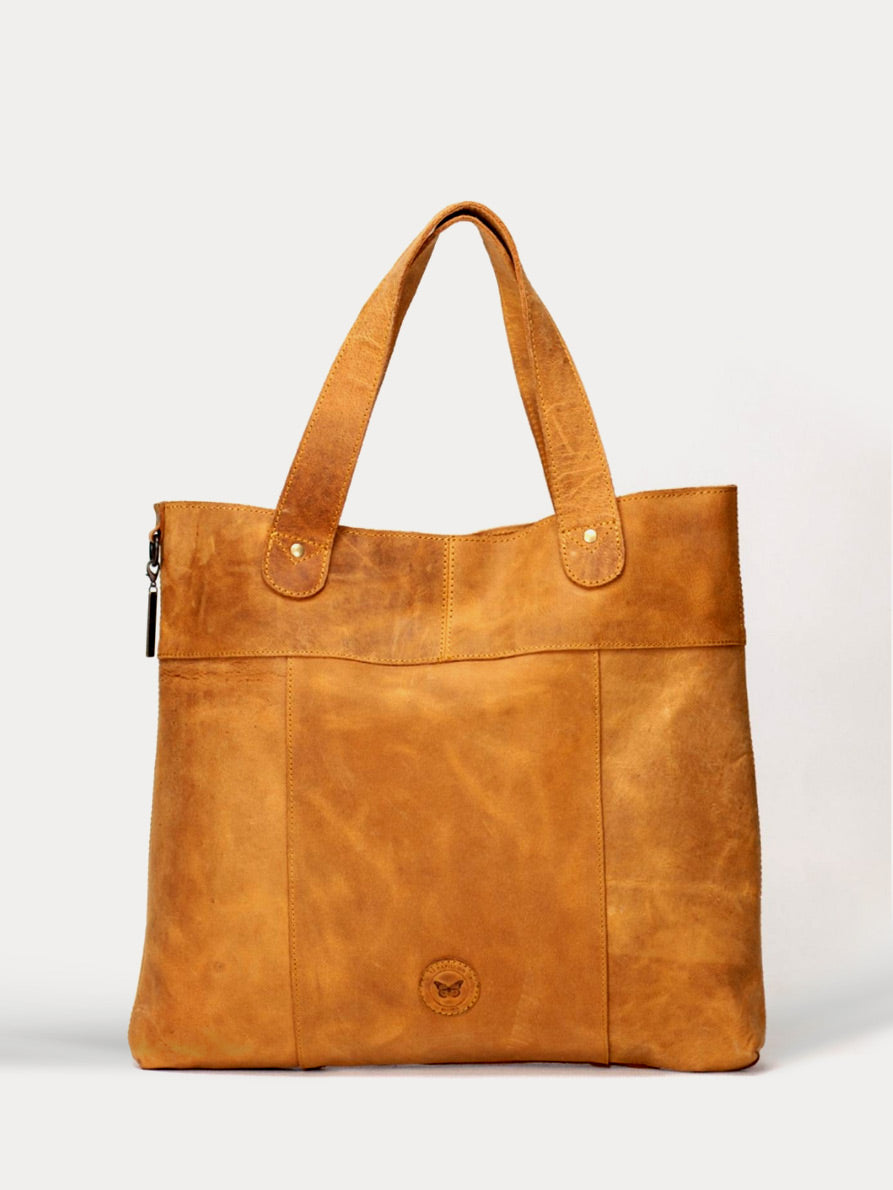 Leather tan outlet tote