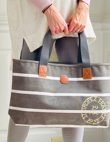 Auger Grey Canvas Handbag – Le Papillon Shop LLC