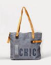 Chic Blue Canvas  Handbag